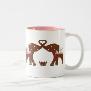 2 Couleurs Tasse d'amour d'éléphants roses