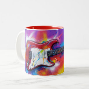 2 Couleurs Tasse d'art de style graffiti à guitare électrique