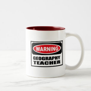 2 Couleurs Tasse d'avertissement de PROFESSEUR de GÉOGRAPHIE