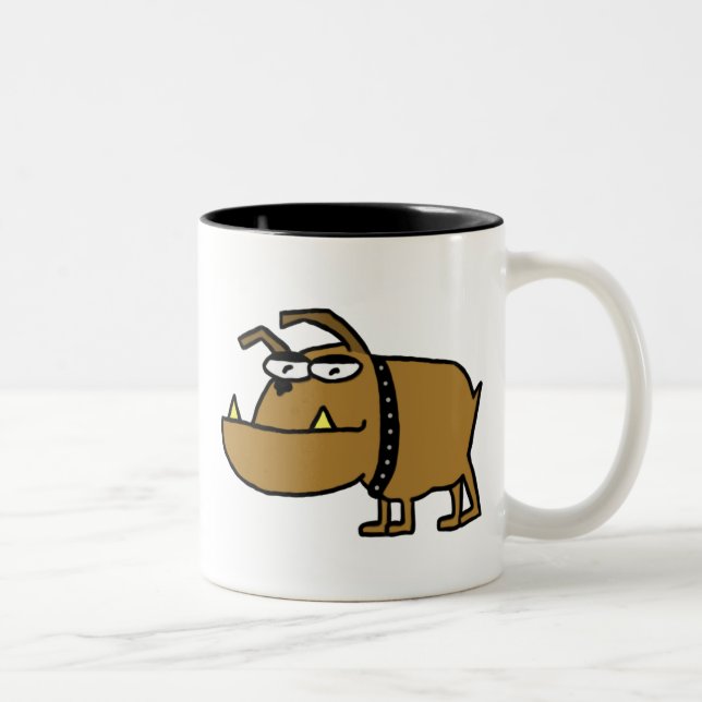 2 Couleurs Tasse de bouledogue de bande dessinée (Droit)