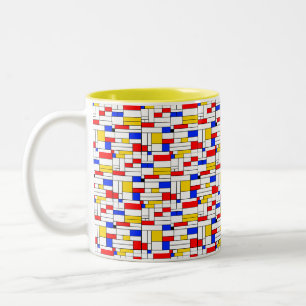 2 Couleurs Tasse de café avec art abstrait de style Piet Mond