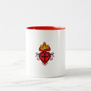2 Couleurs Tasse de café Cœur Sacré de Jésus Catholique