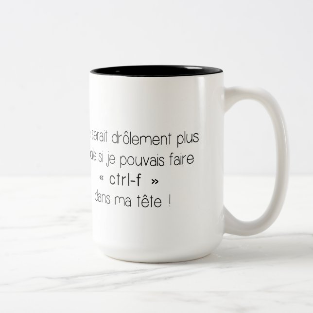 2 Couleurs Tasse de café - CTRL-f (français) (Droit)