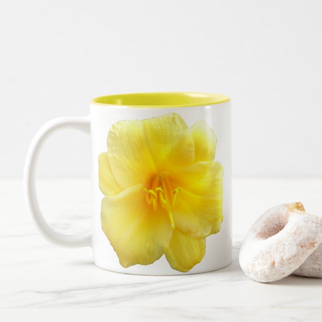 2 Couleurs Tasse de café - Daylily jaune (Avec donut)