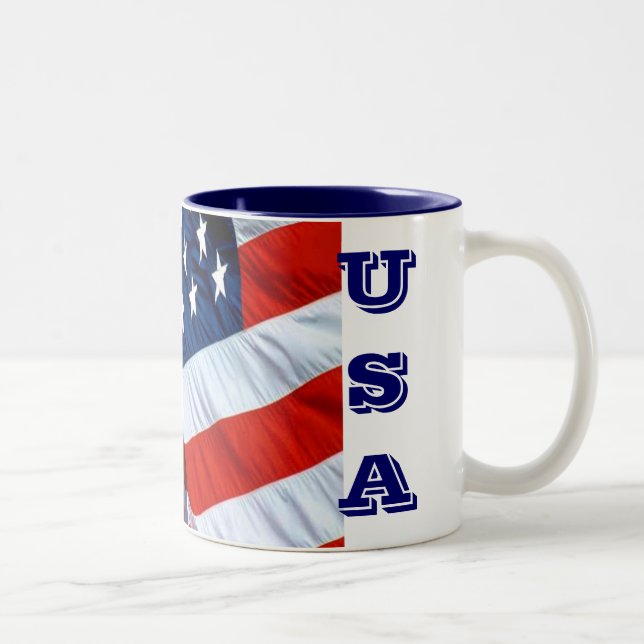 2 Couleurs Tasse de café de drapeau des Etats-Unis (Droit)