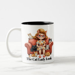 2 Couleurs Tasse de café de maman, Dame aux chats drôles