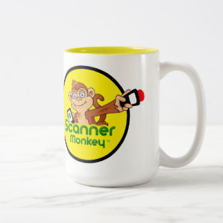 2 Couleurs Tasse de café de singe de scanner 15 onces - blanc
