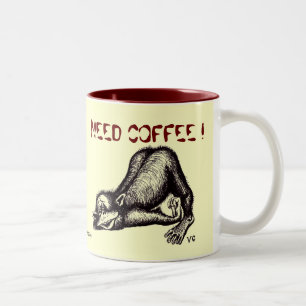 2 Couleurs Tasse de café drôle de singe