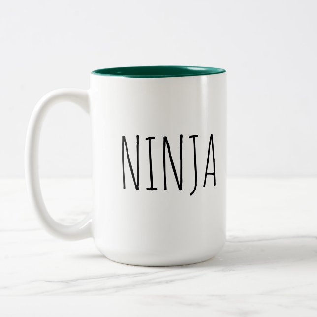2 Couleurs Tasse de café intérieure d'intérieur vert de Ninja (Gauche)