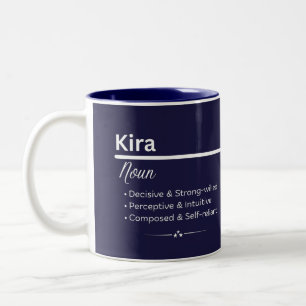 2 Couleurs Tasse de café personnalisée au nom Kira