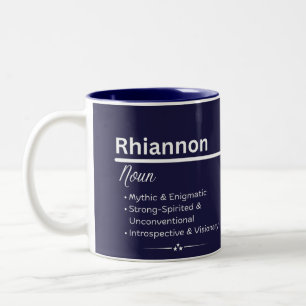 2 Couleurs Tasse de café personnalisée au nom Rhiannon