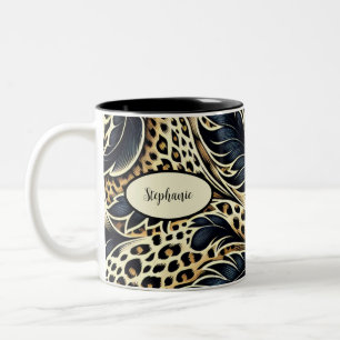 2 Couleurs Tasse de café personnalisée avec impression léopar