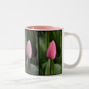 2 Couleurs Tasse de café rose de motif de tulipe