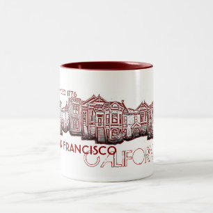 2 Couleurs Tasse de café rouge de ville de San Francisco la