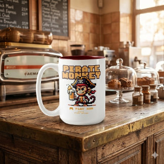 2 Couleurs Tasse de café singe pirate de jeu vidéo vintage
