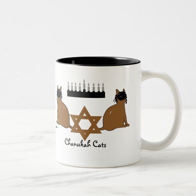 2 Couleurs Tasse de chats de Chanukah (Droit)