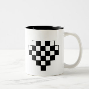 2 Couleurs Tasse de coeur d'échiquier