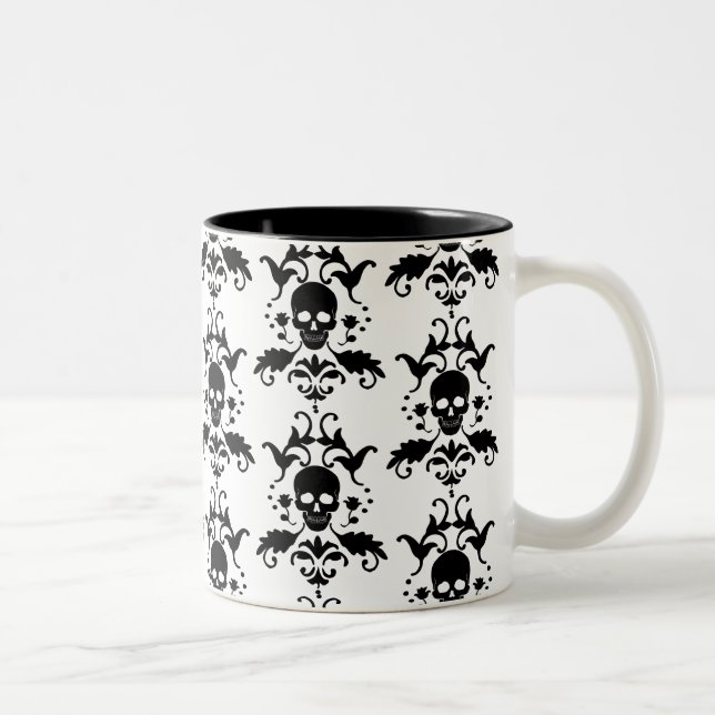 2 Couleurs Tasse de damassé de crâne de Halloween (Droit)