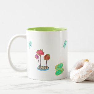 2 Couleurs tasse de dessin animé du jardin