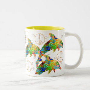 2 Couleurs Tasse de dimanche de paix de dauphin