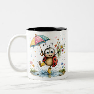 2 Couleurs Tasse de ladybug botanique vintage - Tasse à café