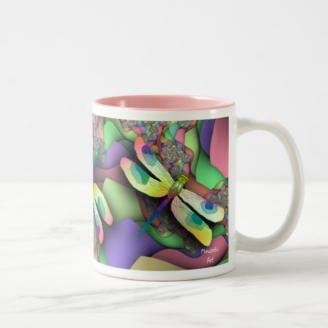 2 Couleurs Tasse de libellule (pastels) (Droit)