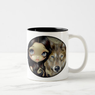 2 Couleurs Tasse "de loup observé par argent"