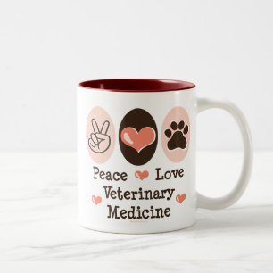 2 Couleurs Tasse de médecine vétérinaire d'amour de paix