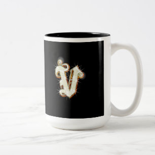 2 Couleurs Tasse de monogramme de la lettre V