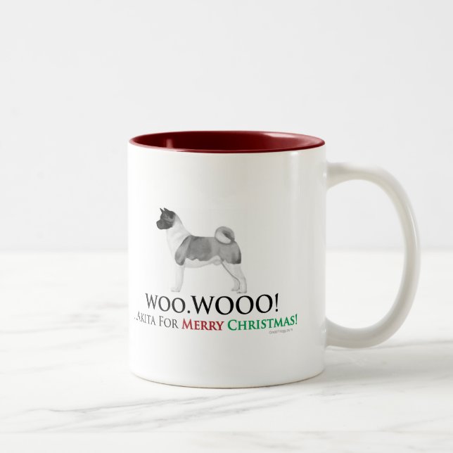 2 Couleurs Tasse de Noël d'Akita (Droit)