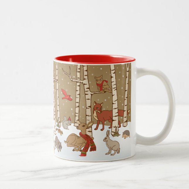 2 Couleurs Tasse de Noël de région boisée (Droit)