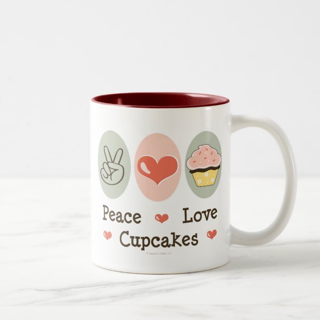 2 Couleurs Tasse de petits gâteaux d'amour de paix (Droit)