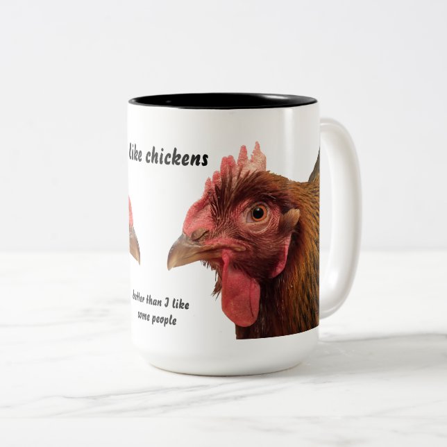 2 Couleurs Tasse de poulet - j'aime des poulets (Devant droit)