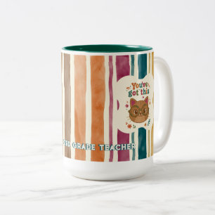 2 Couleurs Tasse de professeur de chat personnalisée Nom et