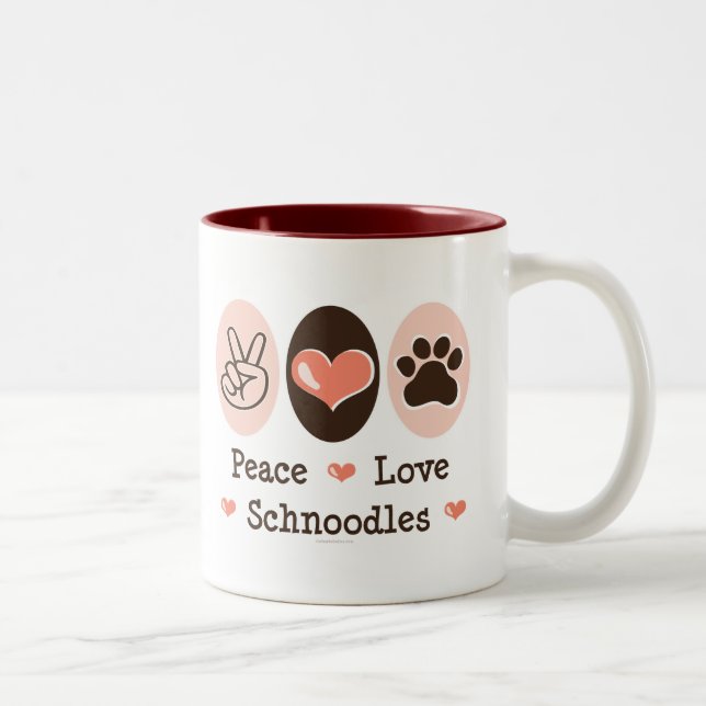 2 Couleurs Tasse de Schnoodles d'amour de paix (Droit)
