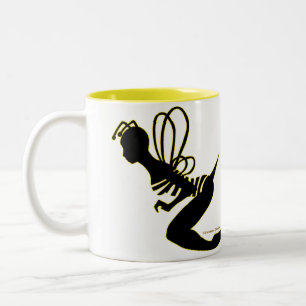 2 Couleurs Tasse de silhouette de fille d'abeille