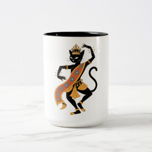 2 Couleurs Tasse de thé café graphique Roi Chat Danseur