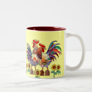 2 Couleurs TASSE de TOURNESOL de COQ par SHARON SHARPE