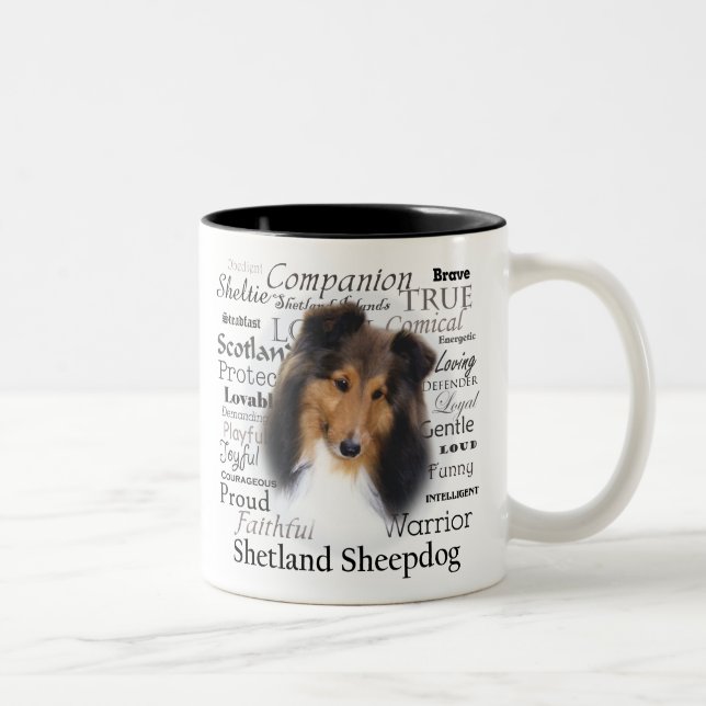2 Couleurs Tasse de traits de Sheltie (Droit)