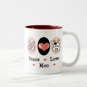 2 Couleurs Tasse de vache à MOO d'amour de paix