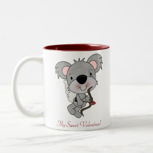 2 Couleurs Tasse de Valentine de koala de cupidon