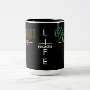2 Couleurs Tasse de Vie-Optimiste-Pessimiste