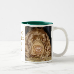 2 Couleurs Tasse de visage d'épagneul de Sussex