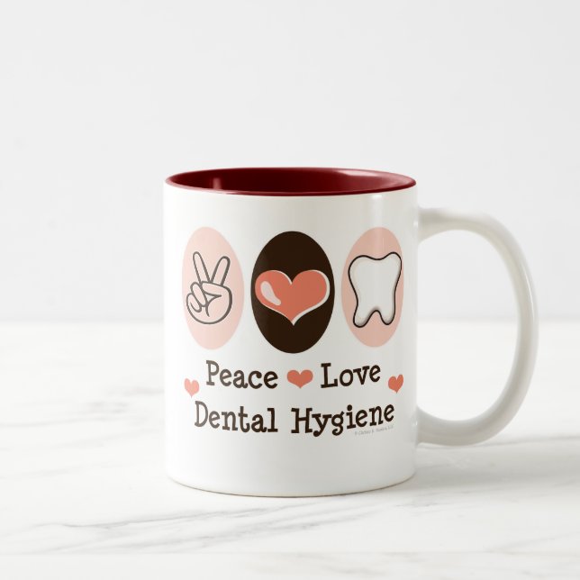 2 Couleurs Tasse dentaire d'hygiène d'amour de paix (Droit)
