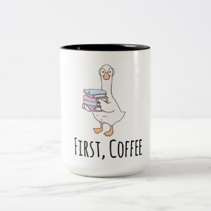 2 Couleurs Tasse drôle de canard "Premier café" – Café mignon