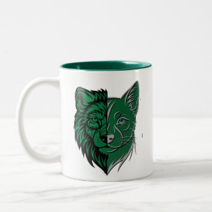 2 Couleurs Tasse Dualité Loup Renard Vert Mystique - Esprit U
