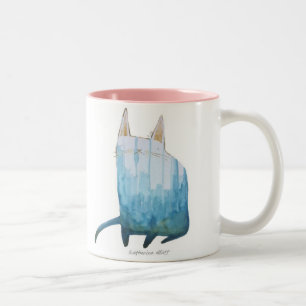 2 Couleurs Tasse Edgar de Kitty d'aquarelle