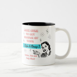 2 Couleurs Tasse effrontée de Jésus années 1950 chrétienn