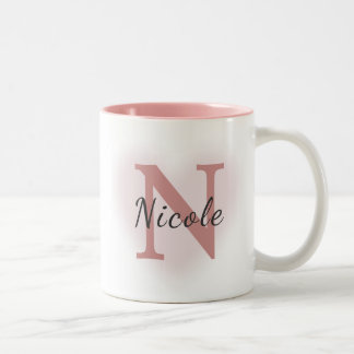 2 Couleurs Tasse élégante rose poudrée personnalisée avec nom
