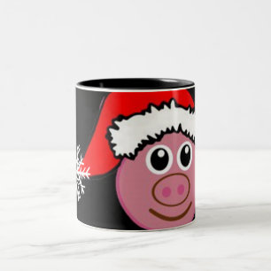2 COULEURS TASSE ÉMOJI (ÉMOTICÔNE) "COCHON DE NOËL"